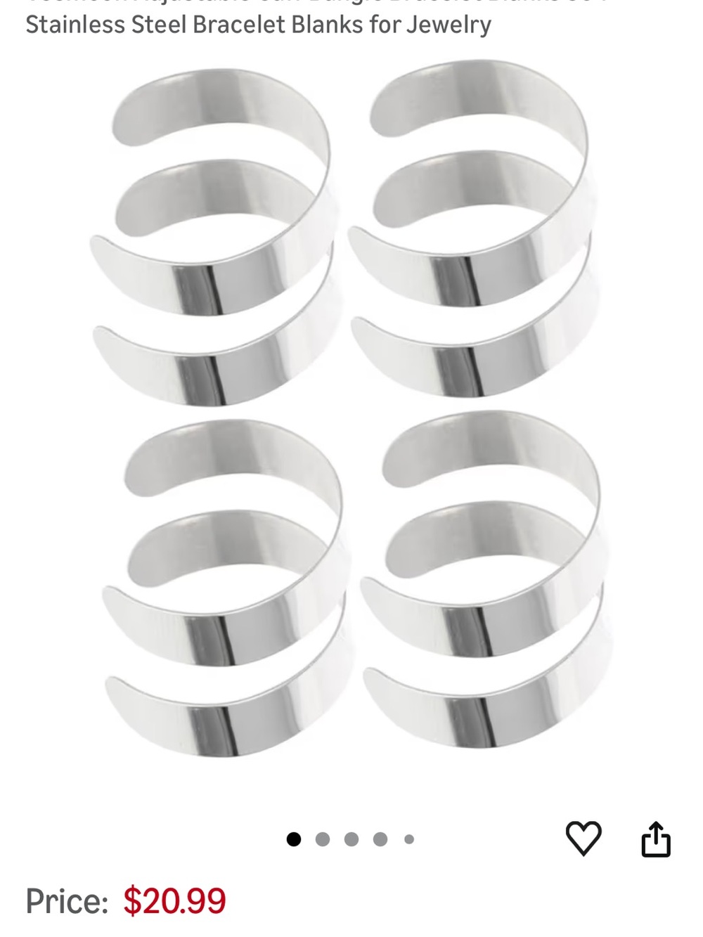 Stainless Steel Silver Cuff Bracelet Set - Unbranded